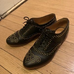 Sezane black studded brogues